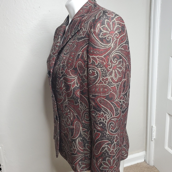 Suit Studio || Blazer & Skirt Set Red & Tan - Size 12 - Picture 3 of 13
